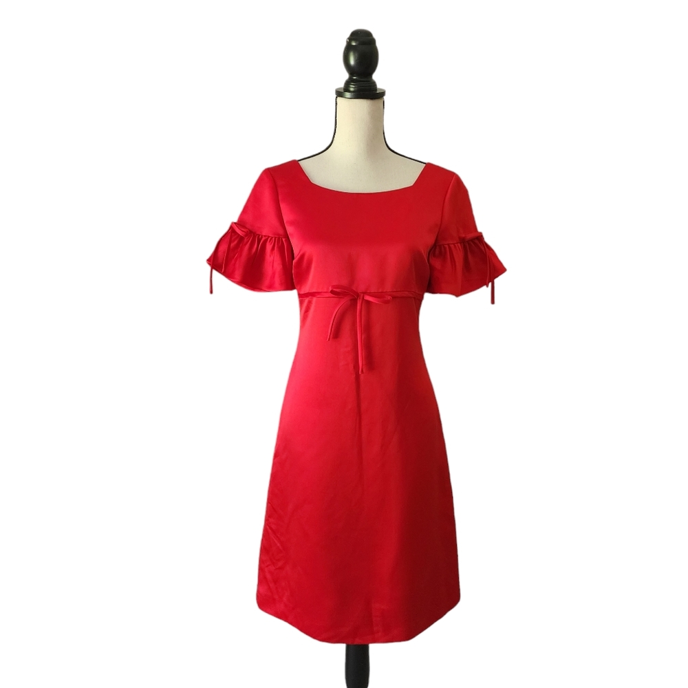 Tahari ASL Red Satin Bell Sleeve Dress Size 2. (See pick 3 sale in description.)